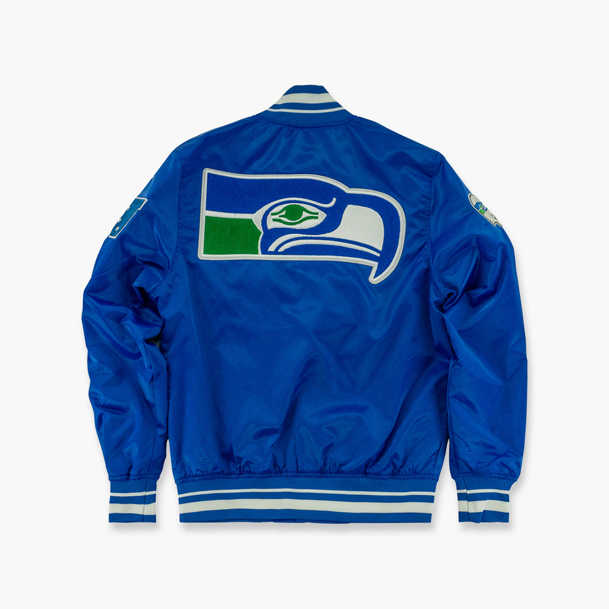 Seattle Seahawks Royal Throwback Classic Satin Jacket, X-Large