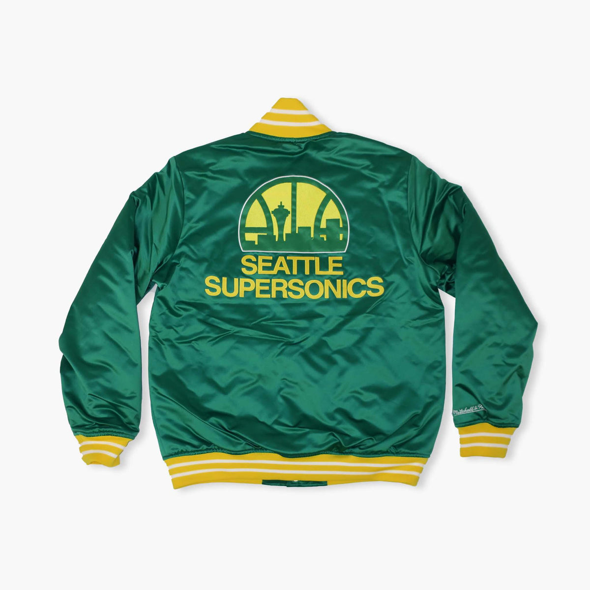 Mitchell & Ness Heavyweight Satin Jacket Green- Mens- Size L