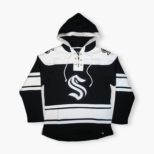 Seattle Kraken Black & White Superior Lacer Hoodie