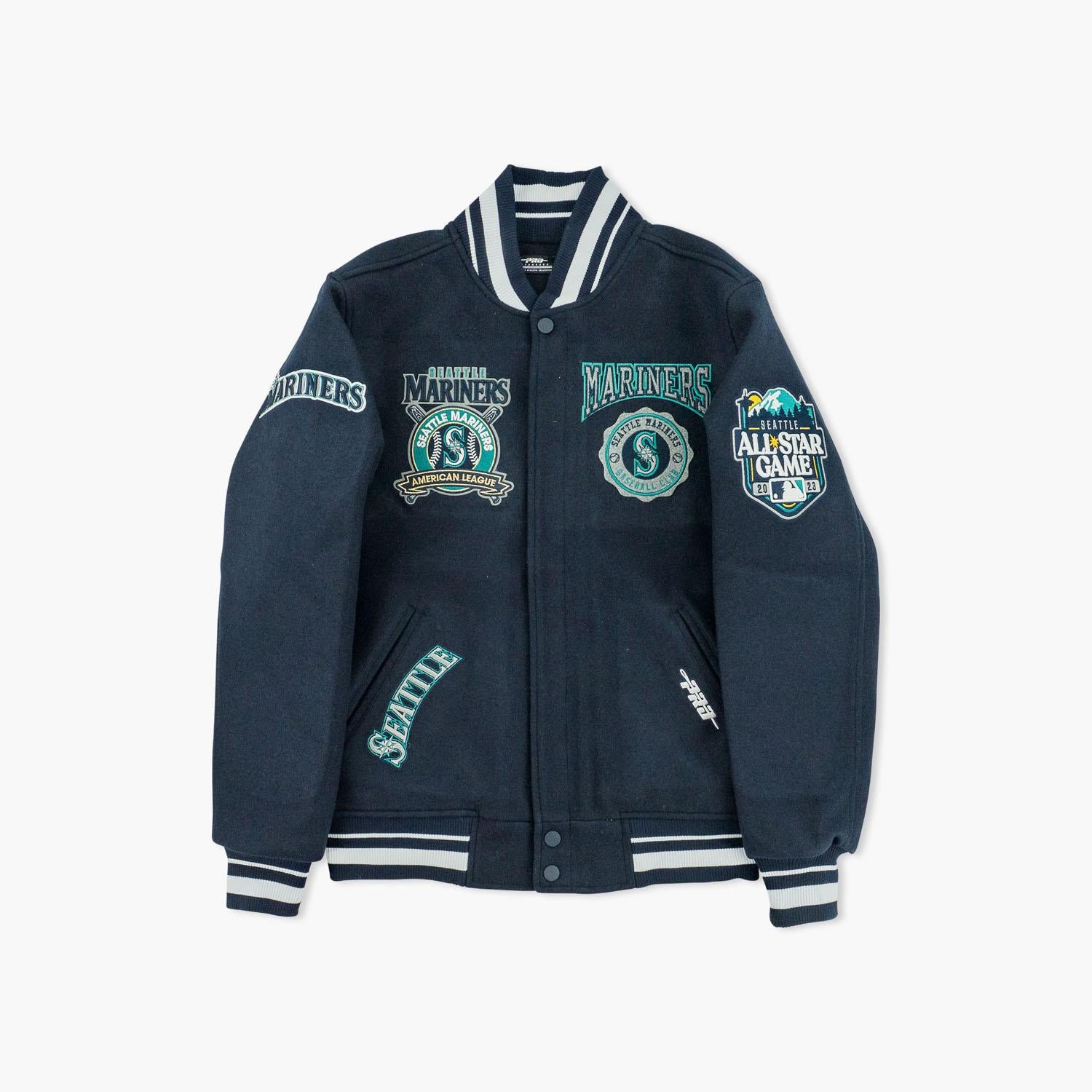 Seattle Mariners Off White Varsity Jacket, Medium