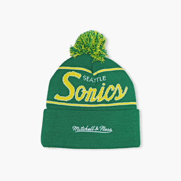 Seattle SuperSonics Script Skyline Cuff Pom Beanie