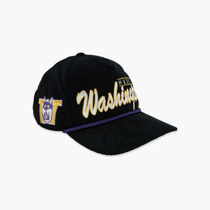 Washington Huskies Vintage Script Classic Throwback Corduroy Hitch Snapback