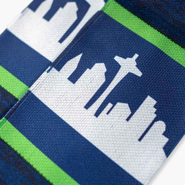 Seattle City Skyline Navy & Green Strideline Socks