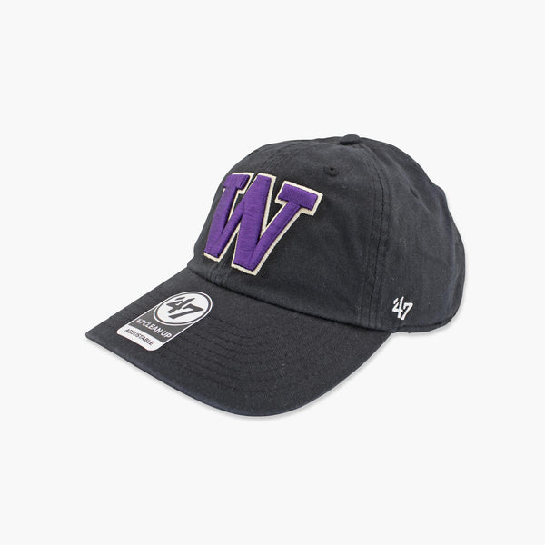 Washington Huskies Black Primary Logo Clean Up Adjustable Hat