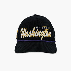 Washington Huskies Vintage Script Classic Throwback Corduroy Hitch Snapback