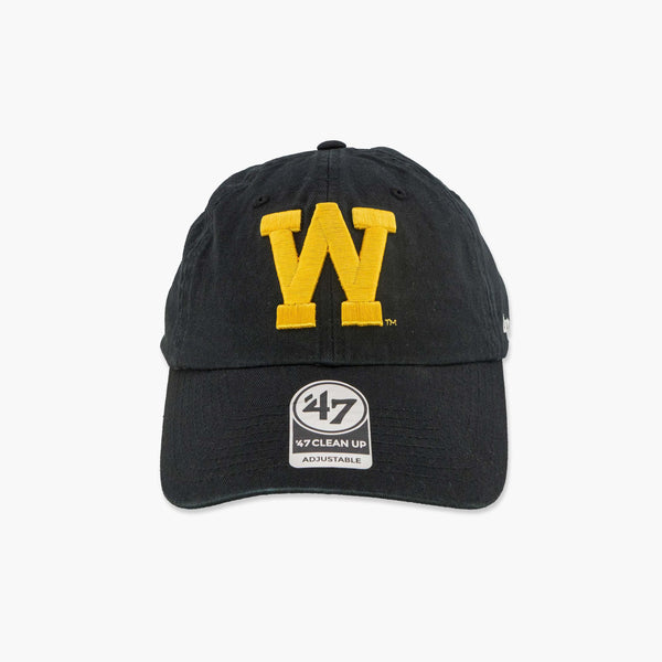 Washington Huskies Retro "W" Black Clean Up Adjustable Hat