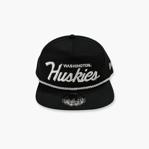 Washington Huskies Black Script "Golfer" Snapback