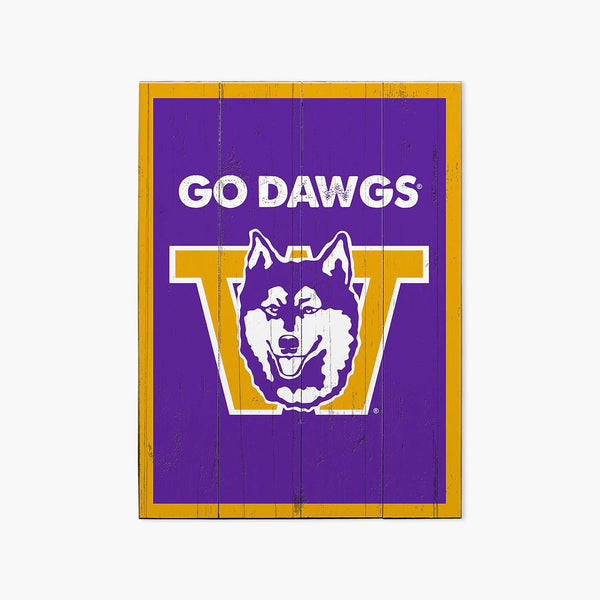 Washington Huskies Go Dawgs Classic Throwback Wood Sign