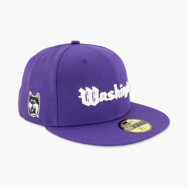 Washington Huskies White Vintage Script Fitted Hat