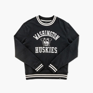 Washington Huskies Flint Black Sierra Embroidered Crewneck