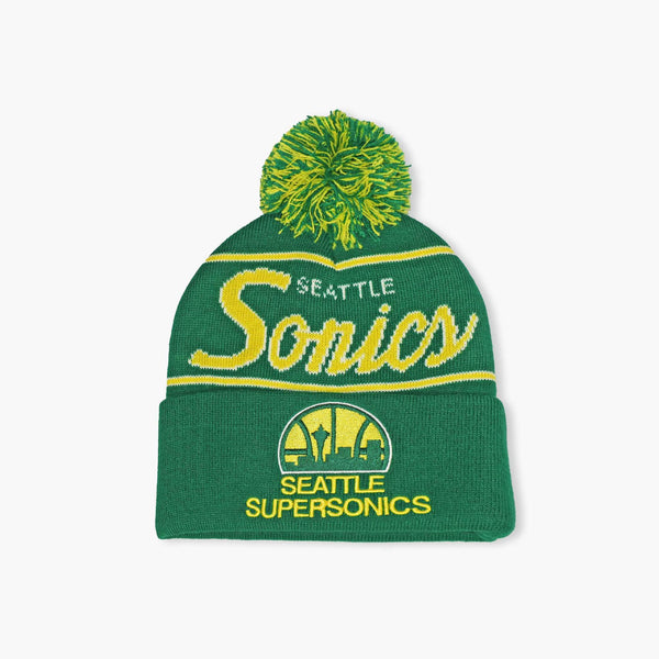 Seattle SuperSonics Script Skyline Cuff Pom Beanie