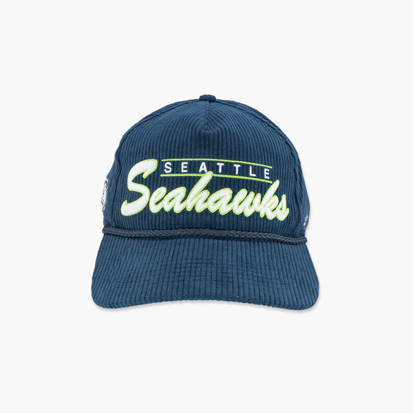 Seattle Seahawks Navy Script Corduroy Hitch Snapback