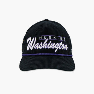 Washington Huskies Vintage Script Dubs Up Corduroy Hitch Snapback