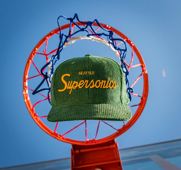 Seattle SuperSonics Green Script Corduroy Snapback