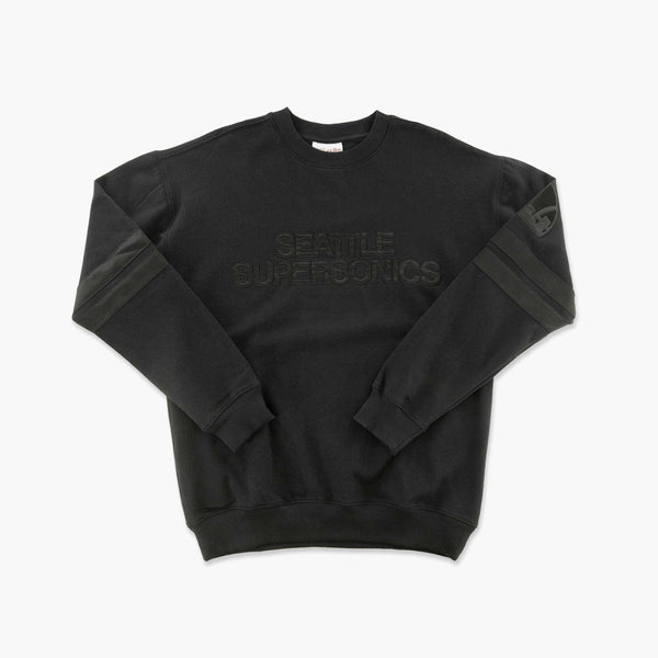 Seattle SuperSonics Blackout Satin Stripes Crewneck