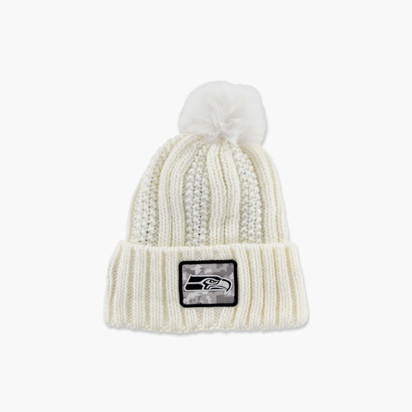 Seattle Seahawks 2024 Salute To Service White Women's Beanie