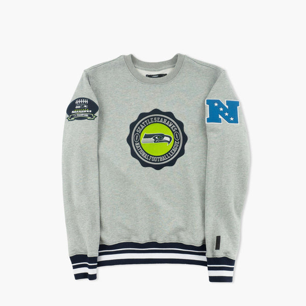 Seattle Seahawks Heather Grey Crest Crewneck