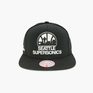 Seattle SuperSonics Black & White Skyline Snapback