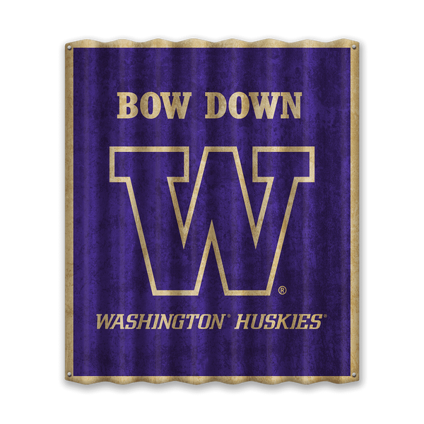 Washington Huskies: Bow Down - Corrugated Metal Wall Art