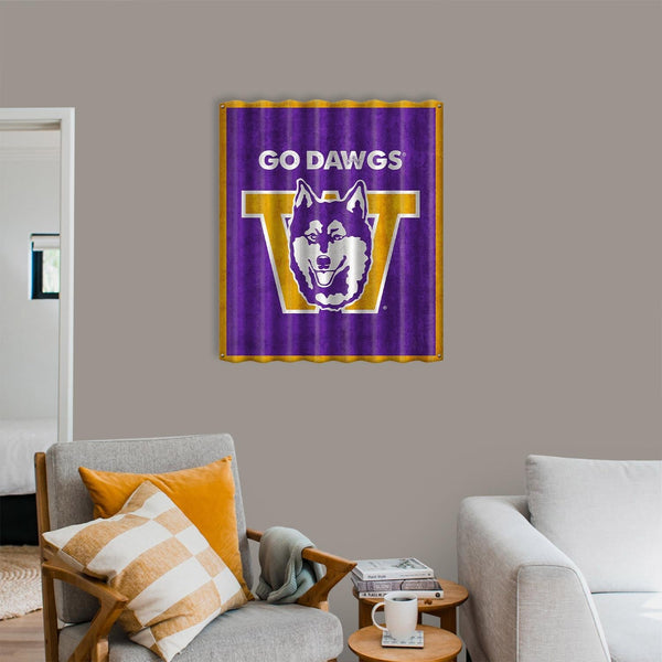 Washington Huskies: Go Dawgs - Corrugated Metal Wall Art