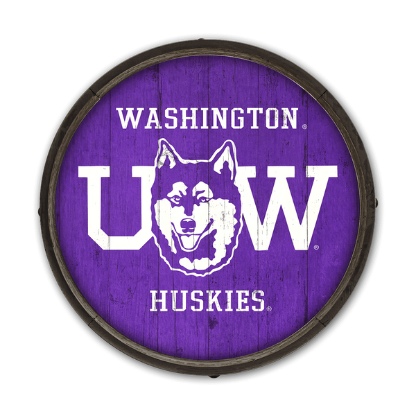 Washington Huskies: Classic Throwback Purple - Barrel End Wall Art