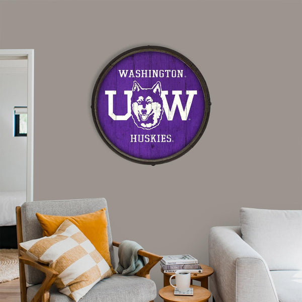 Washington Huskies: Classic Throwback Purple - Barrel End Wall Art