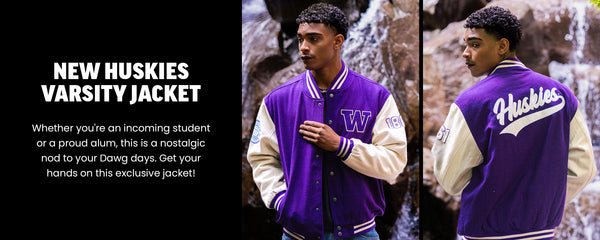 NEW HUSKIES VARSITY JACKET - Whether you're an incoming student or a proud alum, this is a nostalgic nod to your Dawg days. Get your hands on this exclusive jacket! Shop