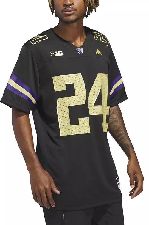 Washington Huskies Adidas Black & Gold Premier Football Jersey