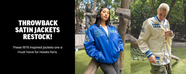 Throwback Satin Jackets Restock! These 1976 inspired jackets are a must have for Hawks fans.