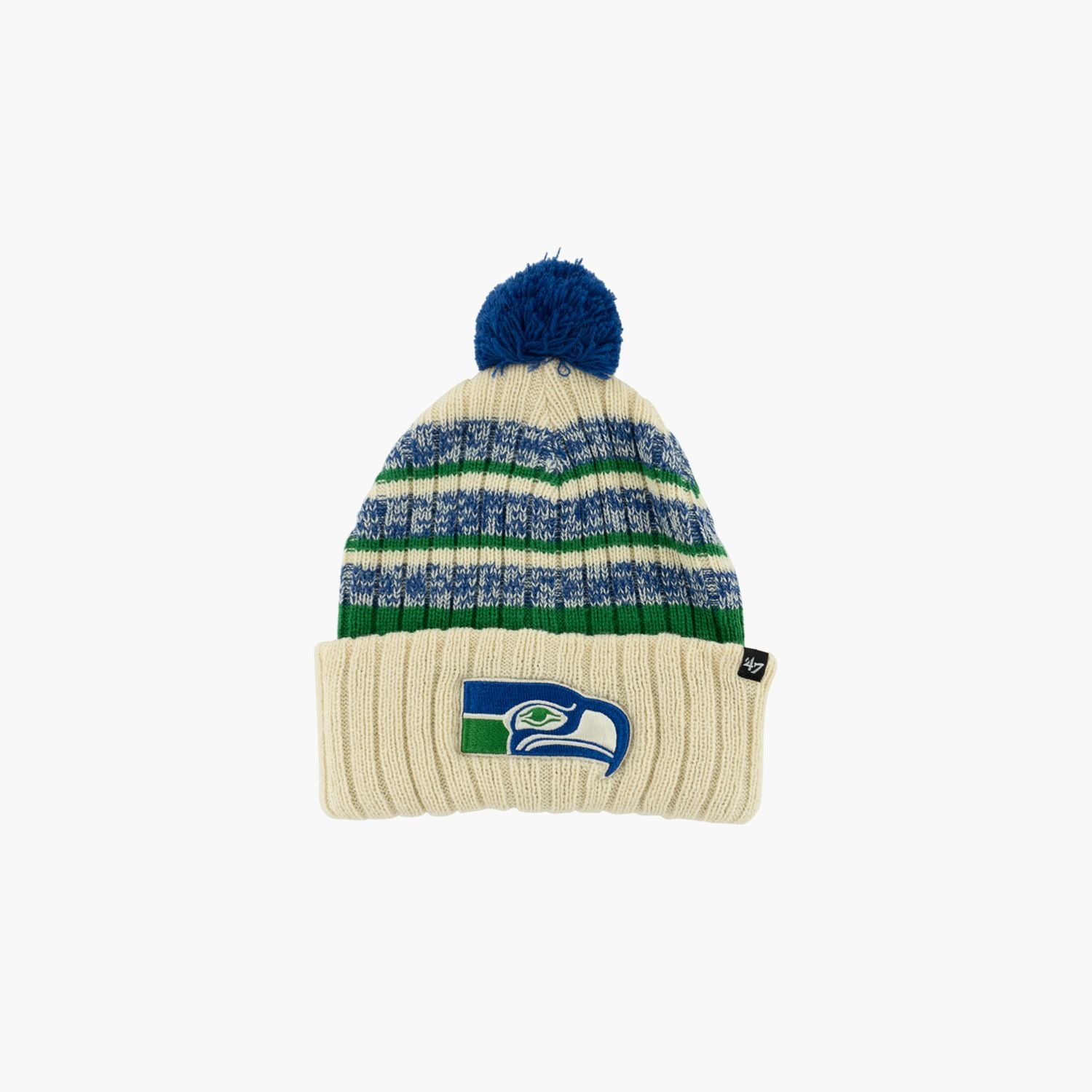 Seattle Seahawks Throwback Natural Tavern Cuff Pom Beanie – Simply