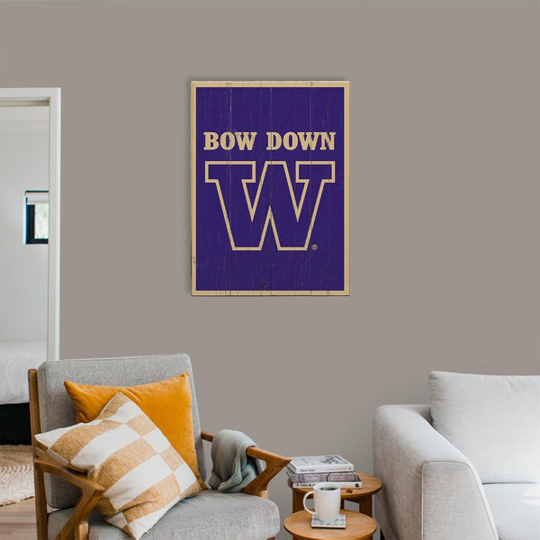 Washington Huskies: Bow Down - Wood Plank Wall Art