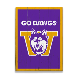 Washington Huskies: Go Dawgs Classic Throwback - Wood Plank Wall Art