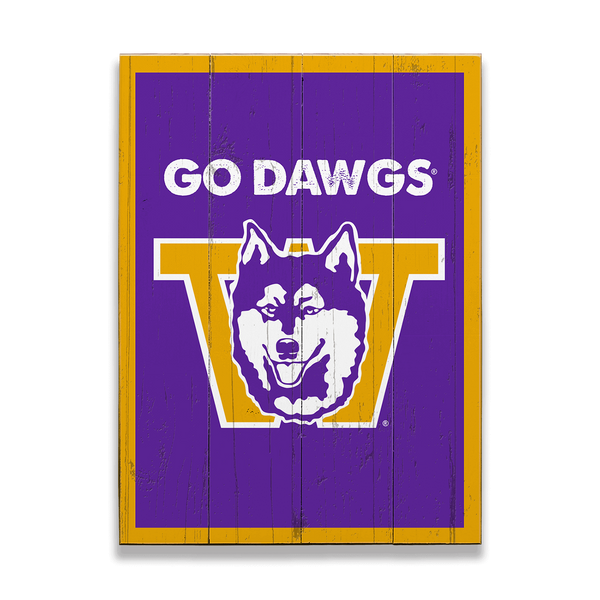 Washington Huskies: Go Dawgs Classic Throwback - Wood Plank Wall Art