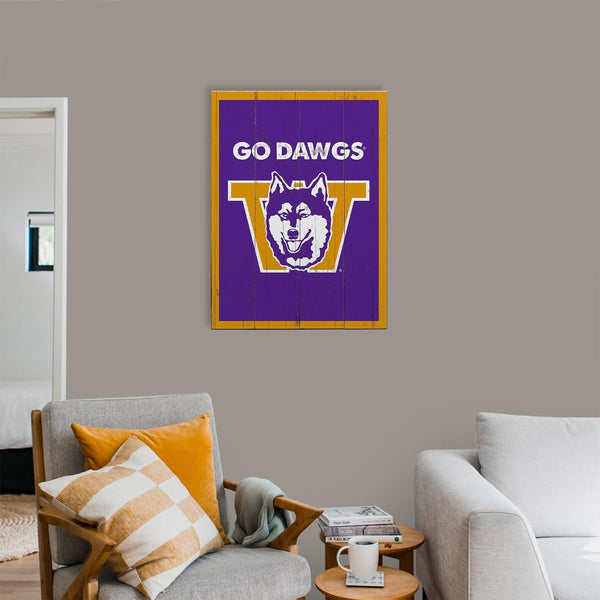 Washington Huskies: Go Dawgs Classic Throwback - Wood Plank Wall Art