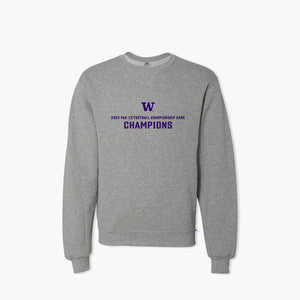 Washington Huskies 2023 Pac-12 Champions Grey Embroidered Crewneck