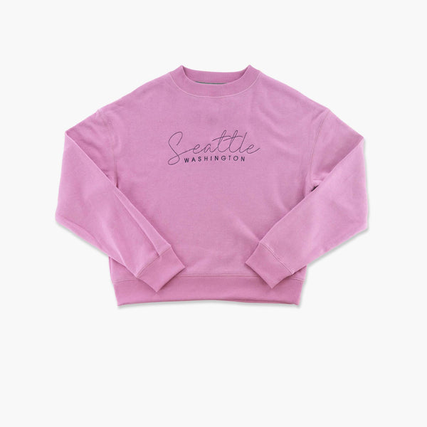 Seattle Embroidered Mauve Triumph Womens Crewneck