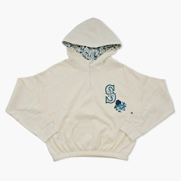 Seattle Mariners Cream Floral 1/4 Zip Hoodie