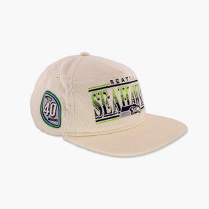 Seattle Seahawks 40th Anniversary Cream Corduroy "Golfer" Snapback