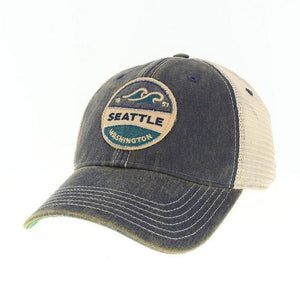 Pin-Back Navy/Teal Seattle Trucker Hat