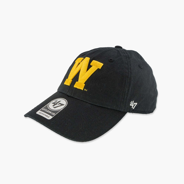 Washington Huskies Retro "W" Black Clean Up Adjustable Hat