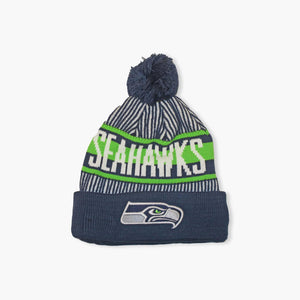 Seattle Seahawks Navy Striped Wordmark Beanie