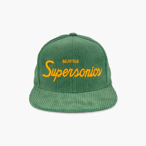 Seattle SuperSonics Green Script Corduroy Snapback