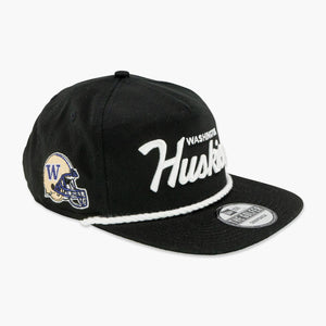 Washington Huskies Black Script Helmet Patch "Golfer" Snapback