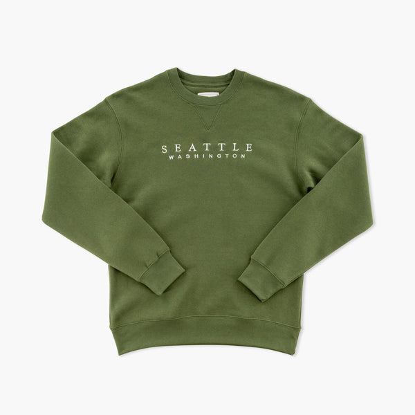 Seattle Embroidered Outfield Green Big Cotton Crewneck