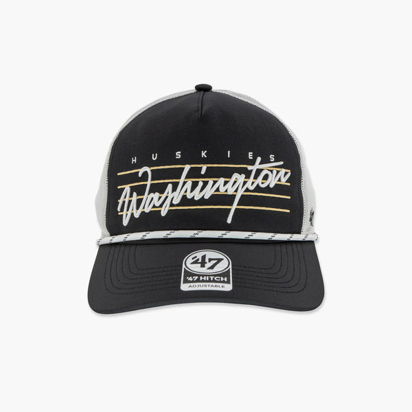 Washington Huskies Black Downburst Mesh Hitch Snapback