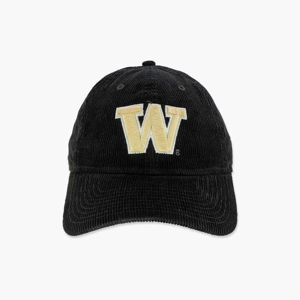 Washington Huskies Primary Logo Black Corduroy Adjustable Hat