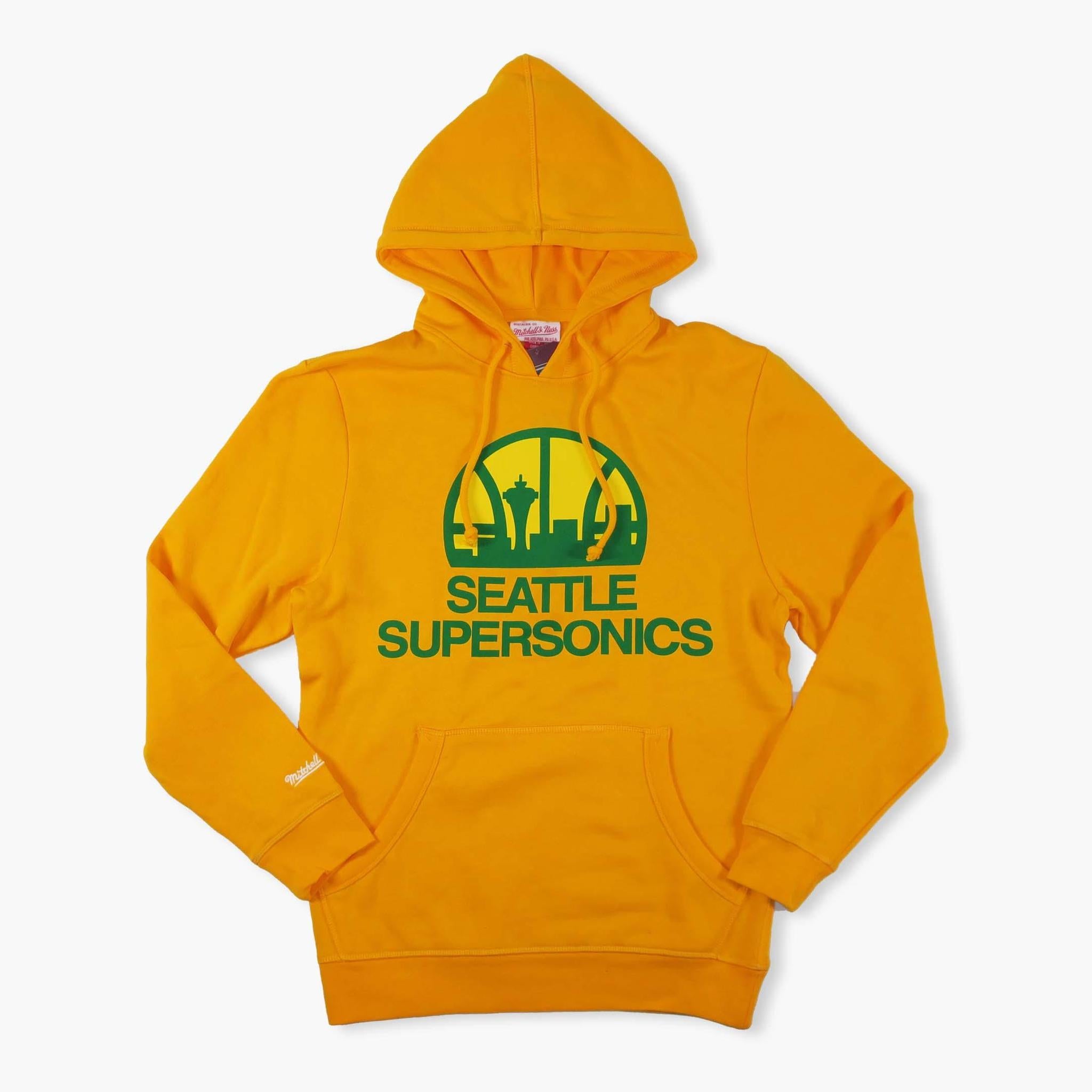 Seattle SuperSonics Yellow Skyline Logo Hoodie, Small