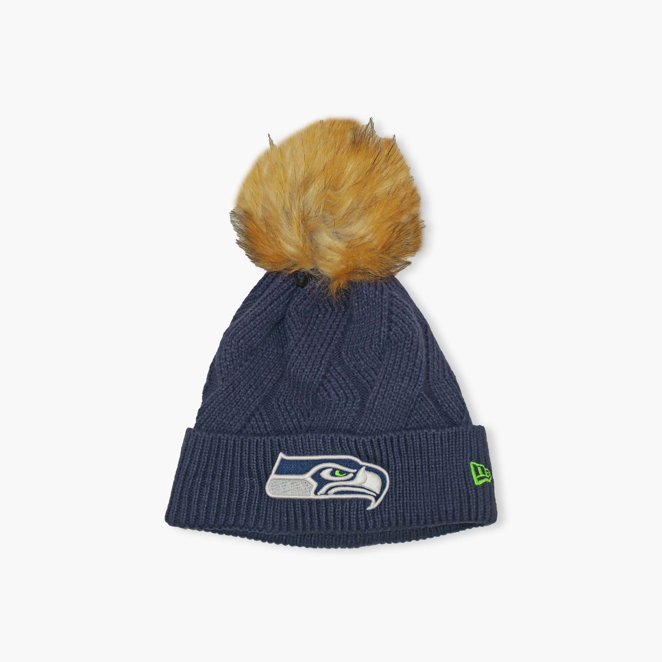 Seattle Seahawks Women's Navy Snowy Cuff Pom Beanie – Simply Seattle